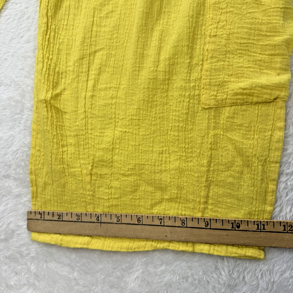 Bryn Walker Sz Small Casbah Cotton Gauze Yellow Wide Leg Crop Stretch Pants - Picture 2 of 10